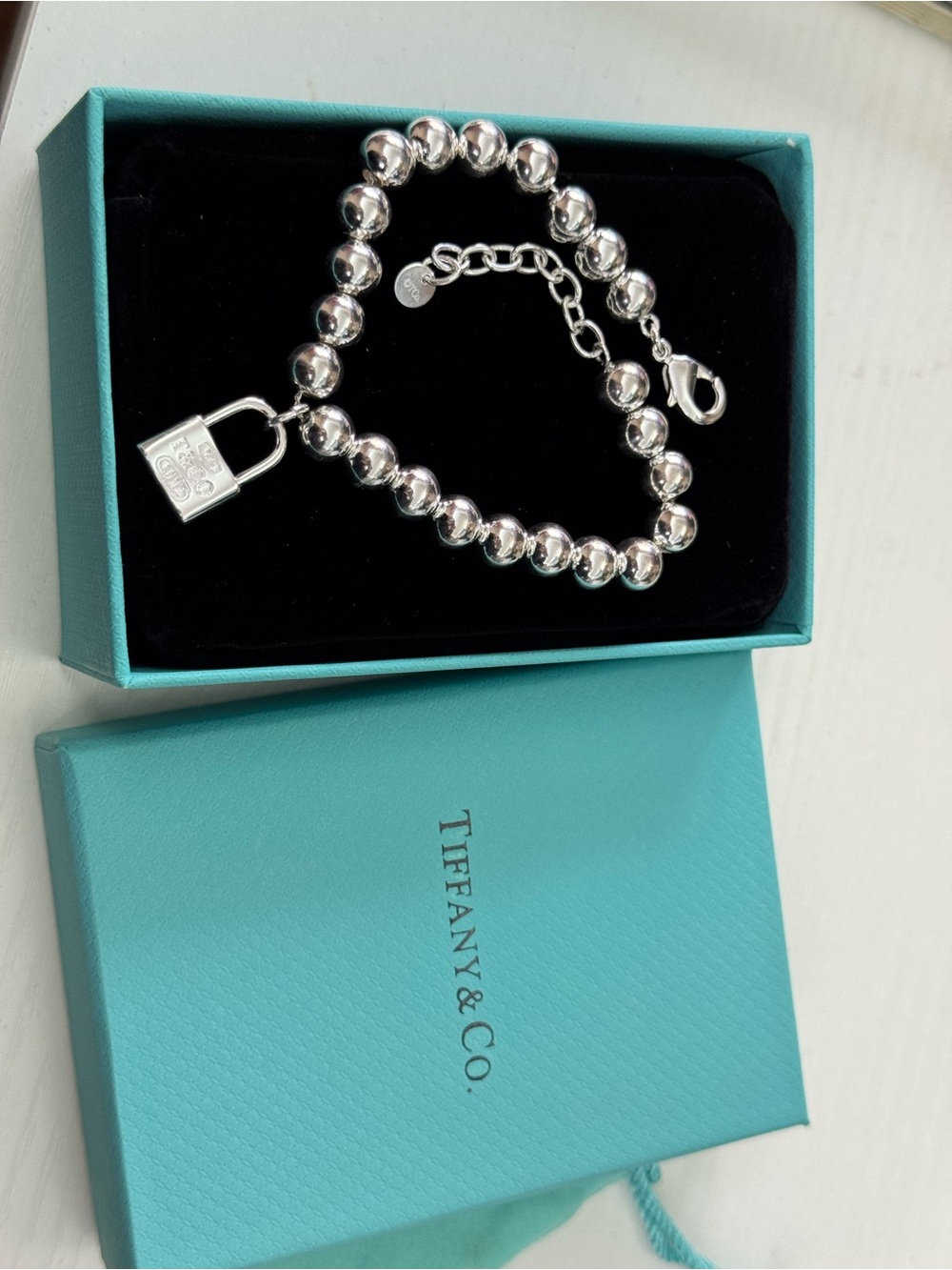 Tiffany & Co. Silver Bead Padlock Bracelet - Silver